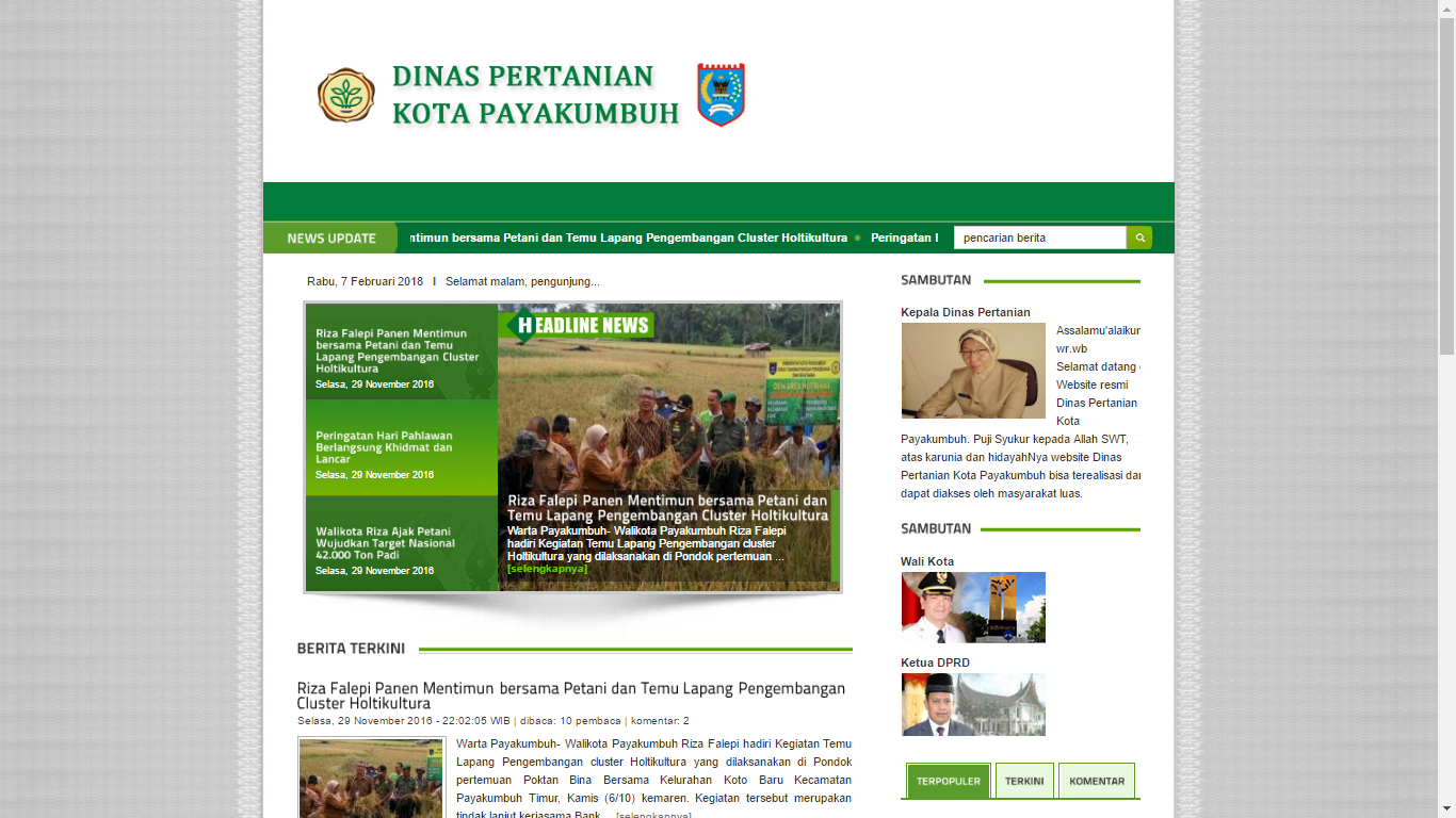 Source Code PHP Web Profile / Portal Berita Dinas Pertanian free