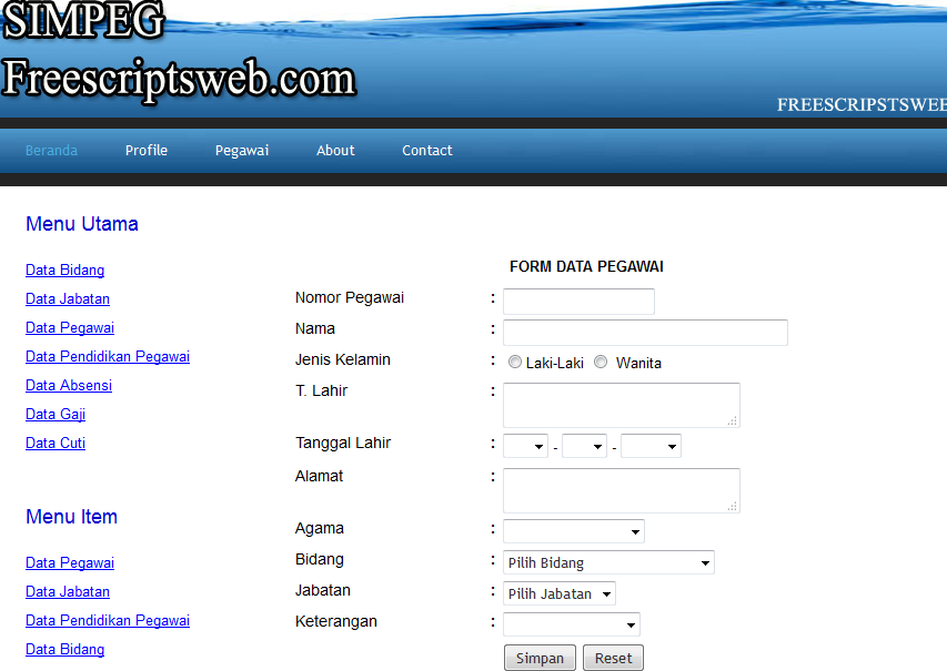 Source Code PHP Sistem Informasi Pegawai Sederhana Dengan PHP & MYSQL free